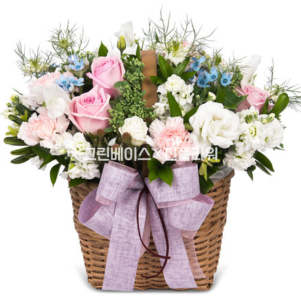 핑크장미꽃바구니