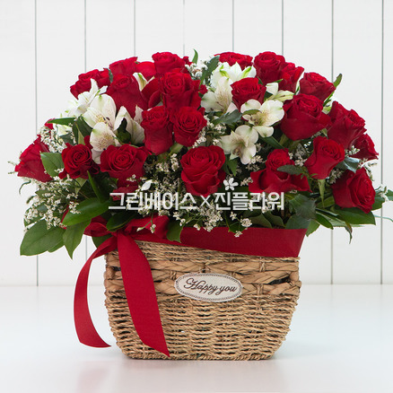 빨강 장미 꽃바구니