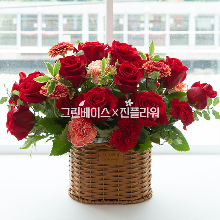 레드 장미 바구니