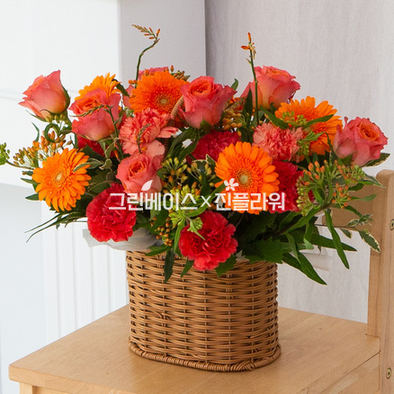 오렌지 장미 바구니